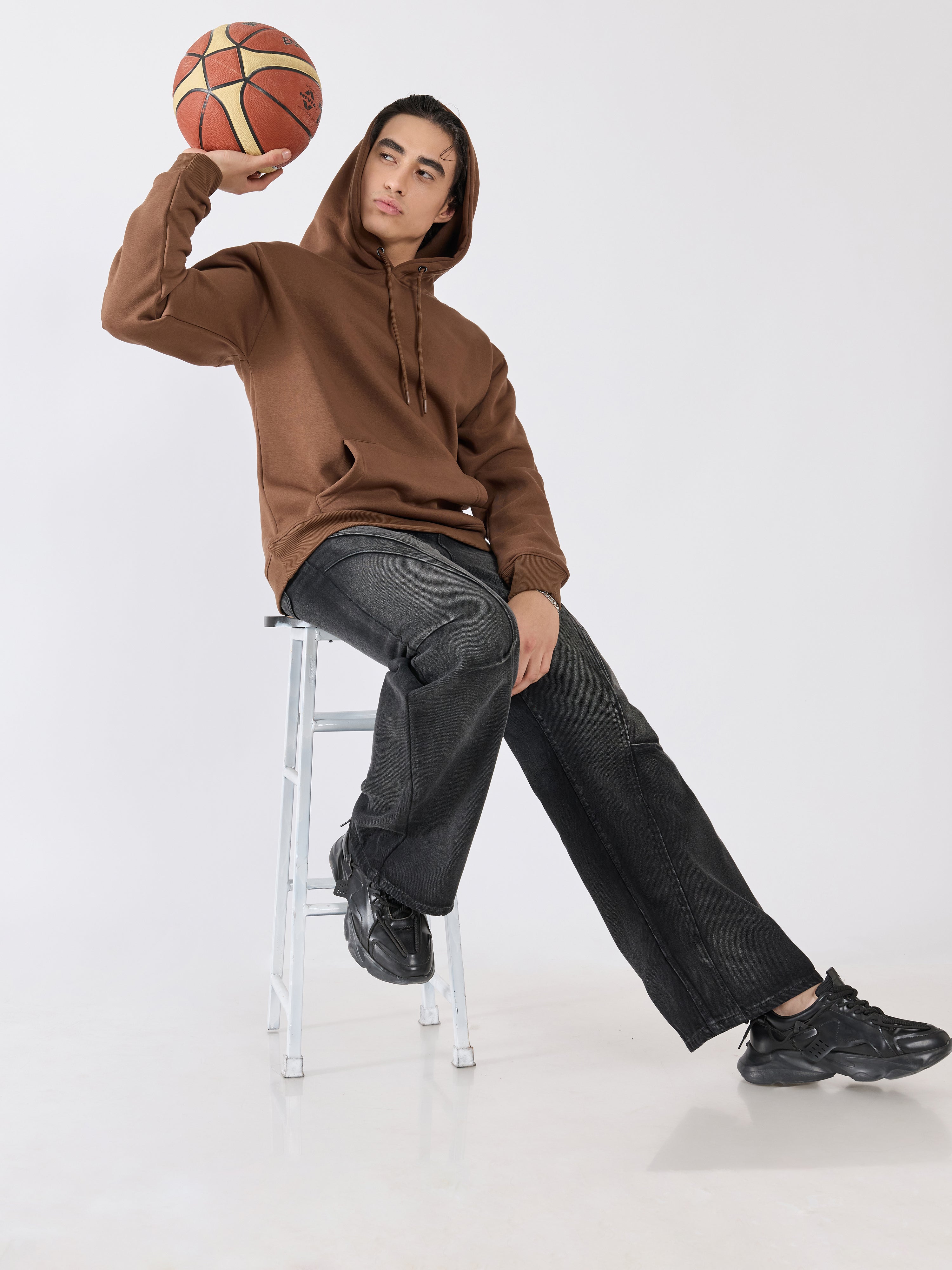 Leandris - Pullover Hoodie - Brown