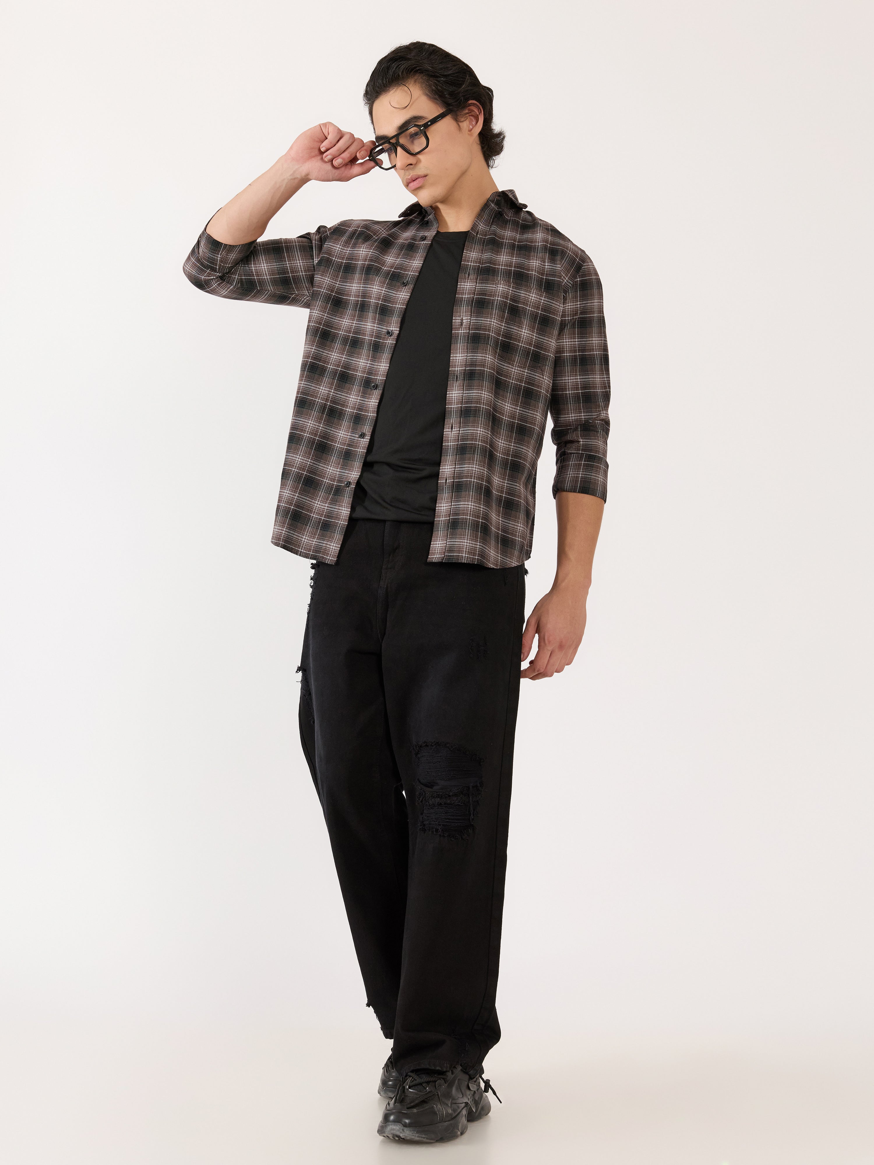 Katasha - Turkish Fit Checked Shirt - Brown
