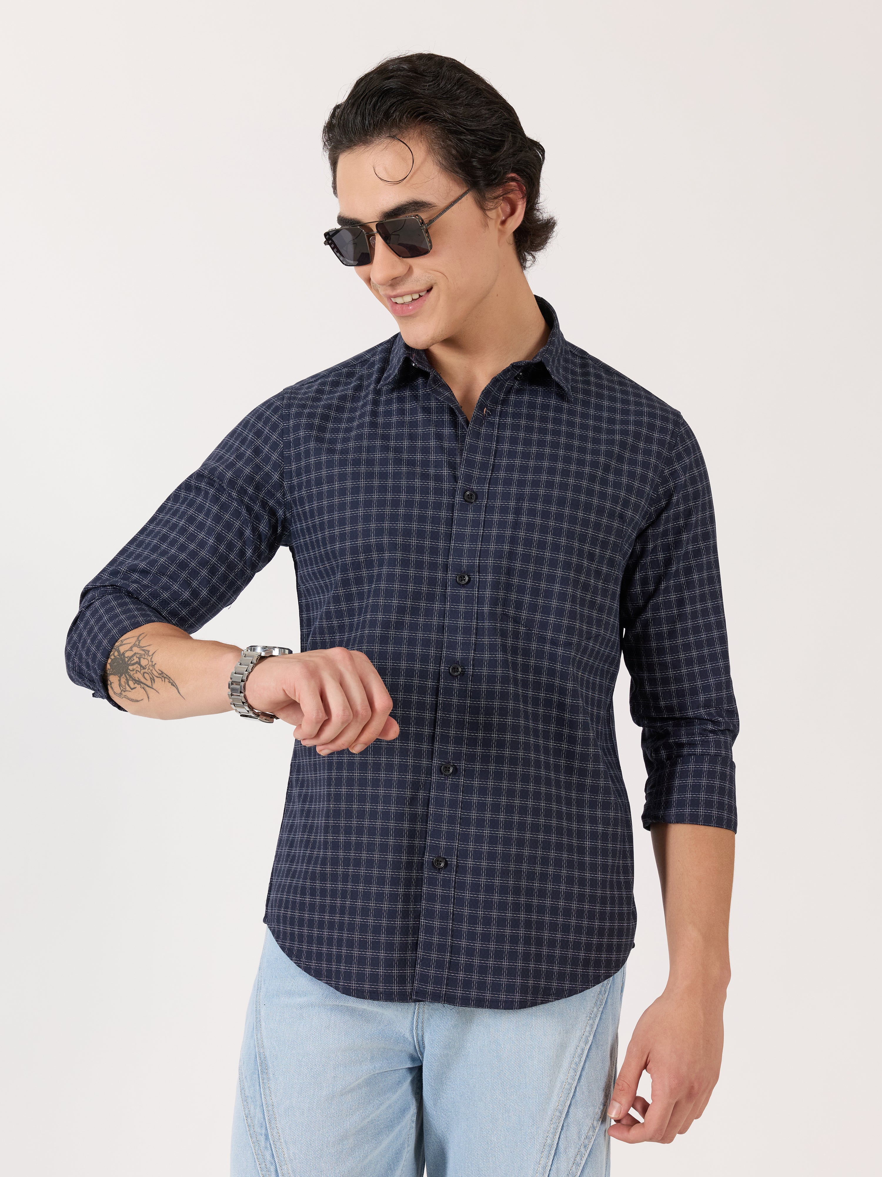 Kola - Turkish Fit Casual Checks Shirt - Blue