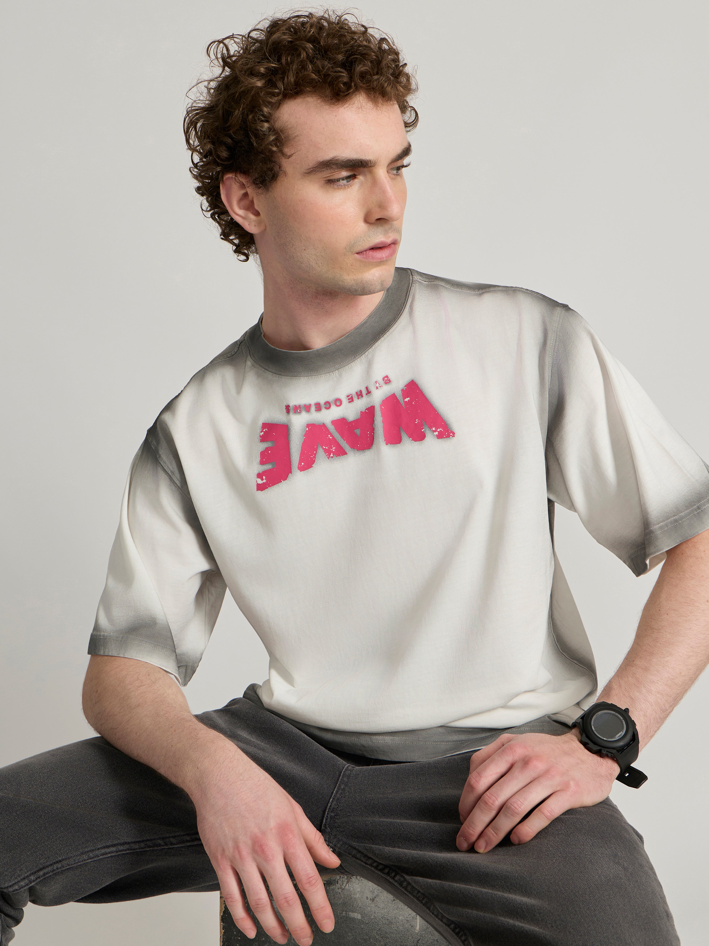 Lona - Wave Printed Baggy T-Shirt - White