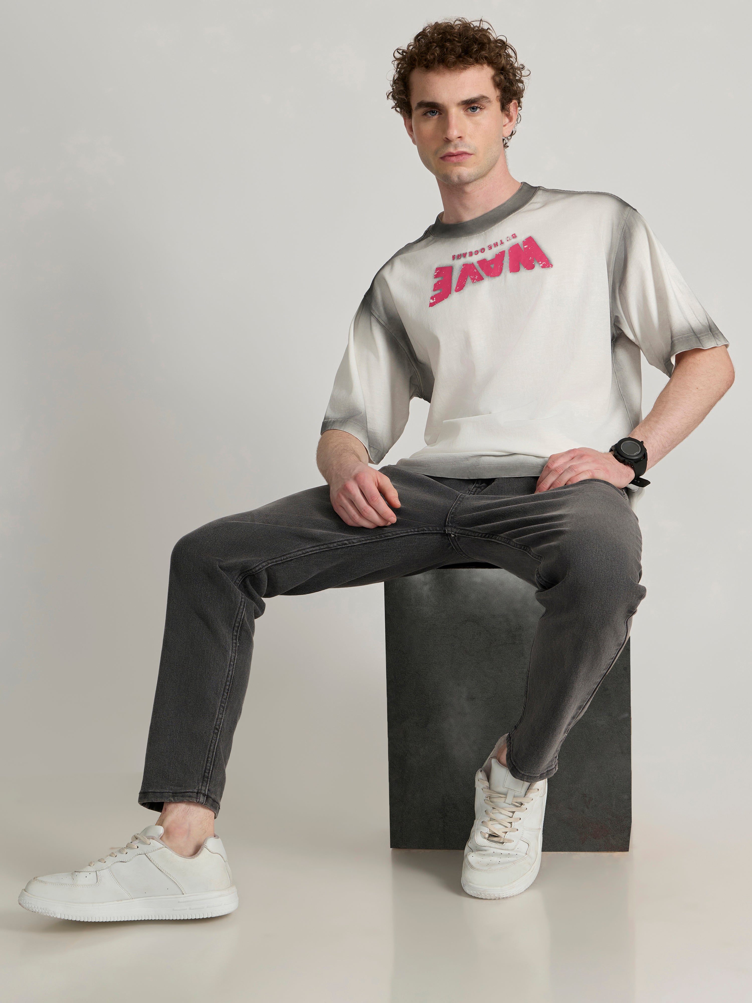 Lona - Wave Printed Baggy T-Shirt - White