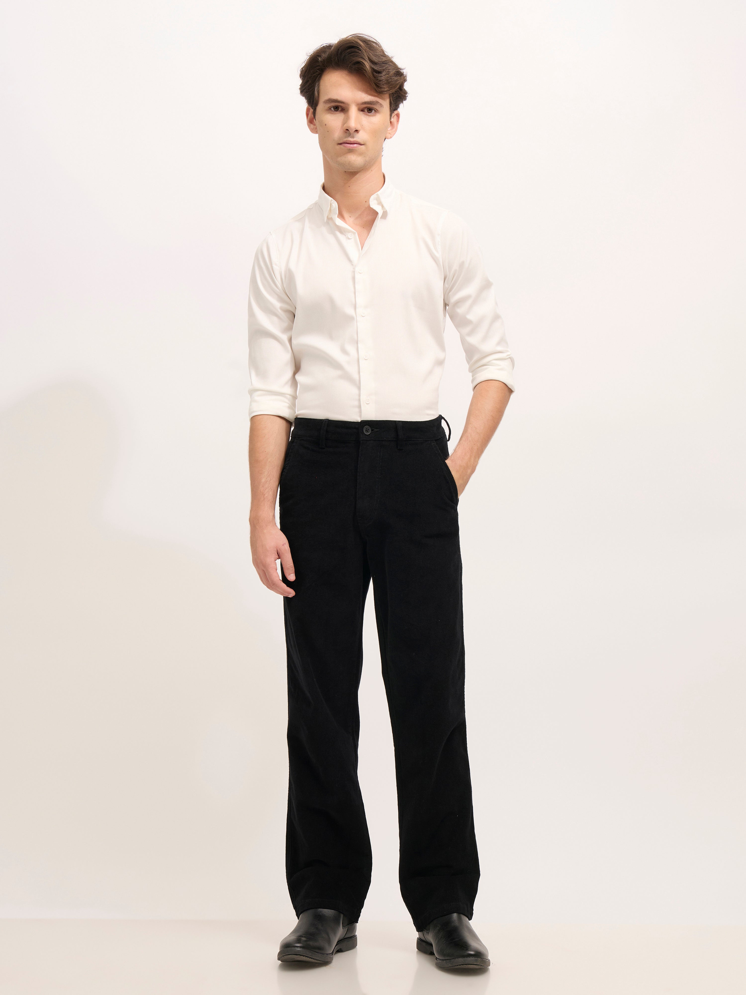 Ellis - Comfort Fit Corduroy Pant - Black