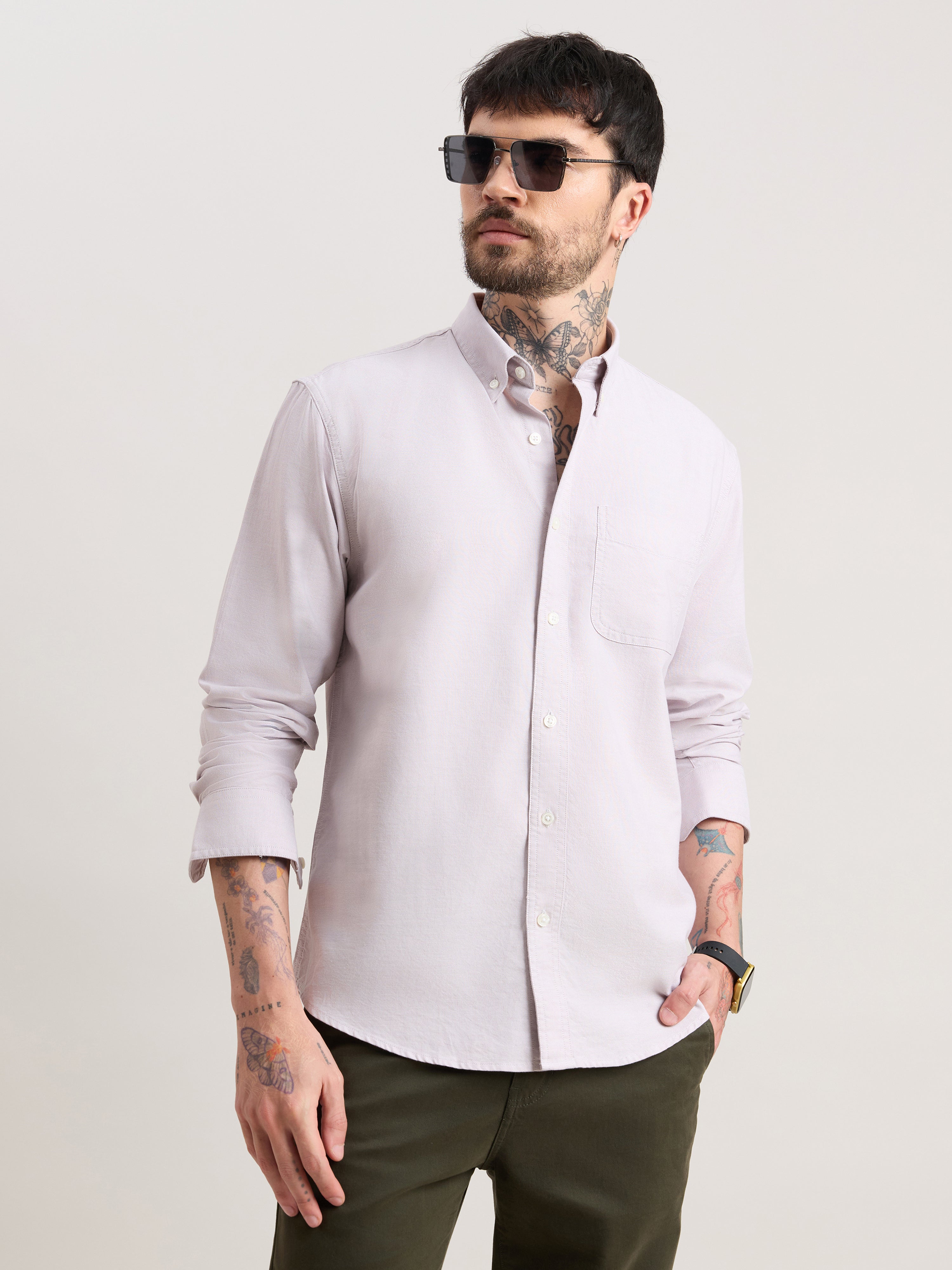 Zena - Relaxed Fit Oxford Shirt - Grey