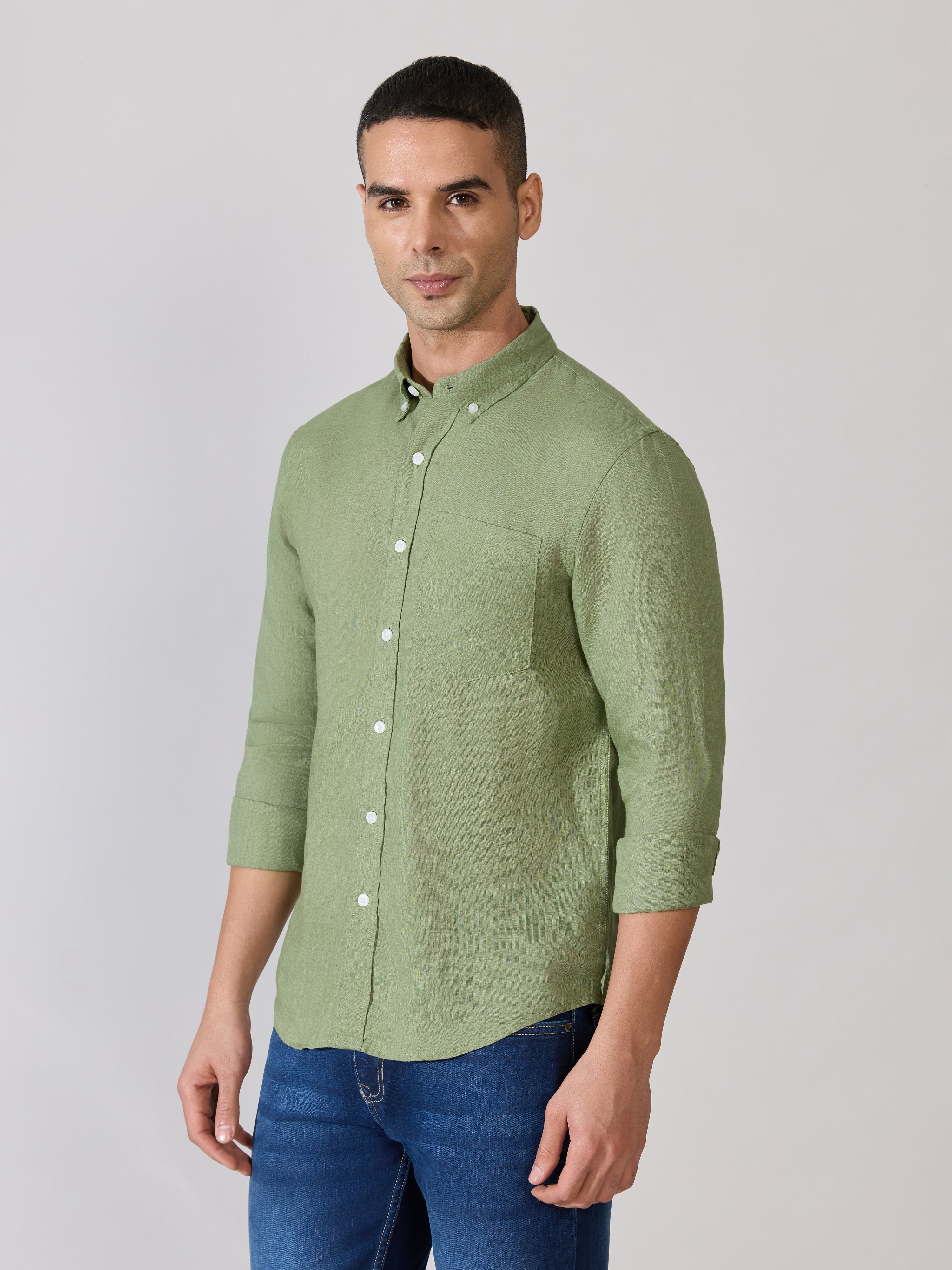 Erta - Relaxed Linen Shirt - Green