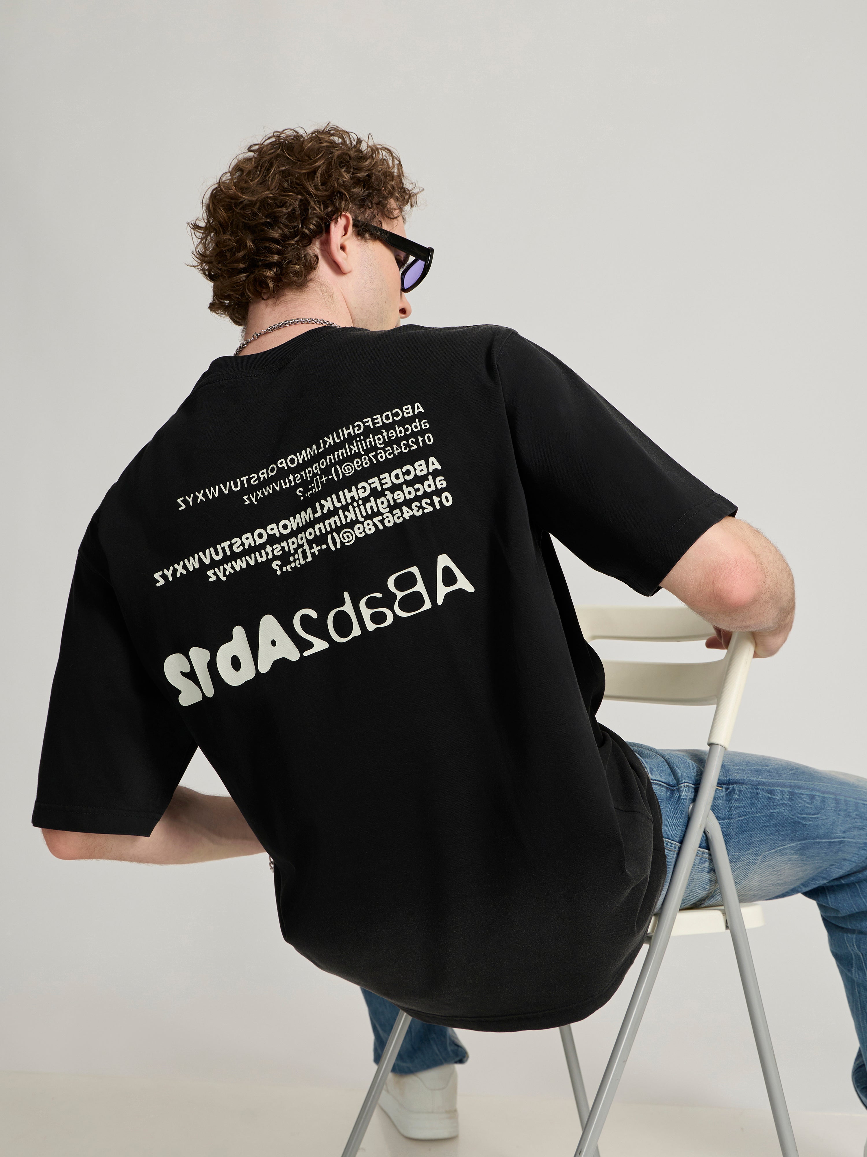 Lona - Alphabet Printed Baggy T-Shirt - Black