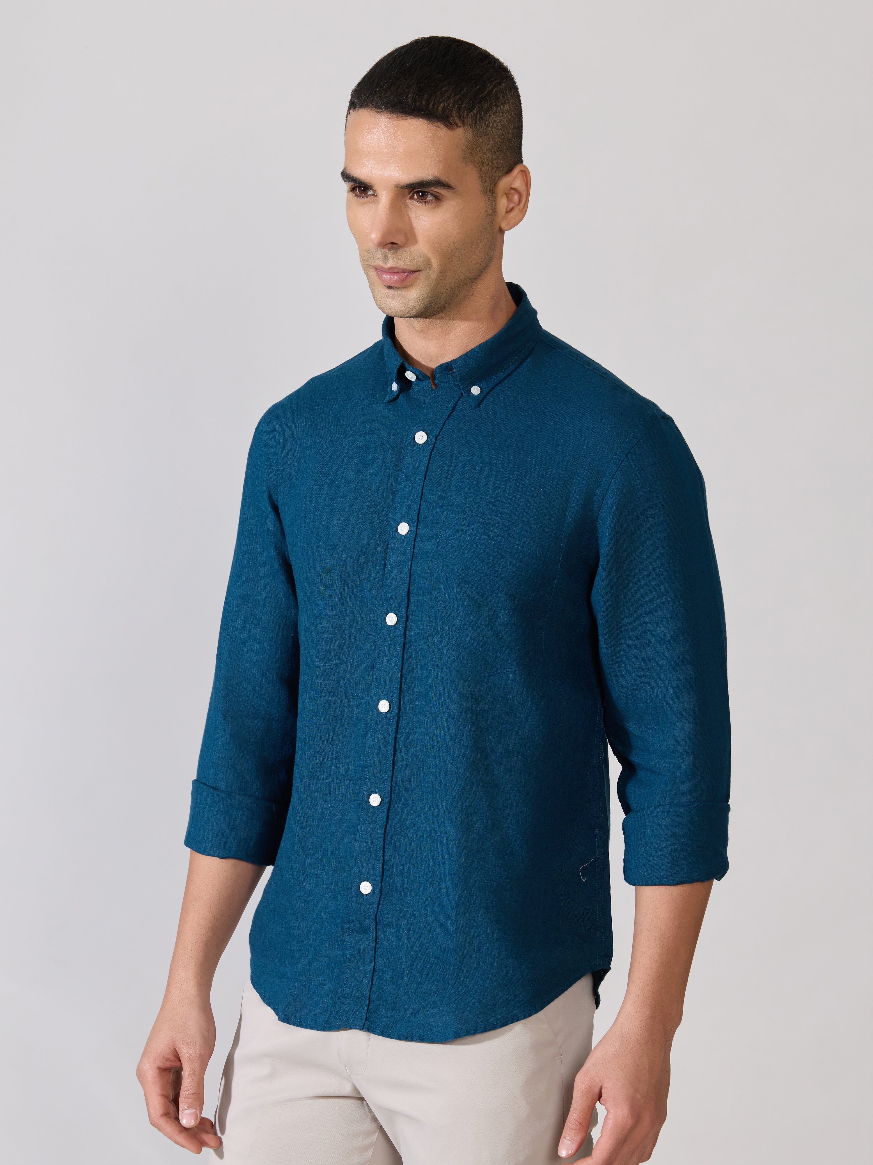 Erta - Relaxed Linen Shirt - Teal