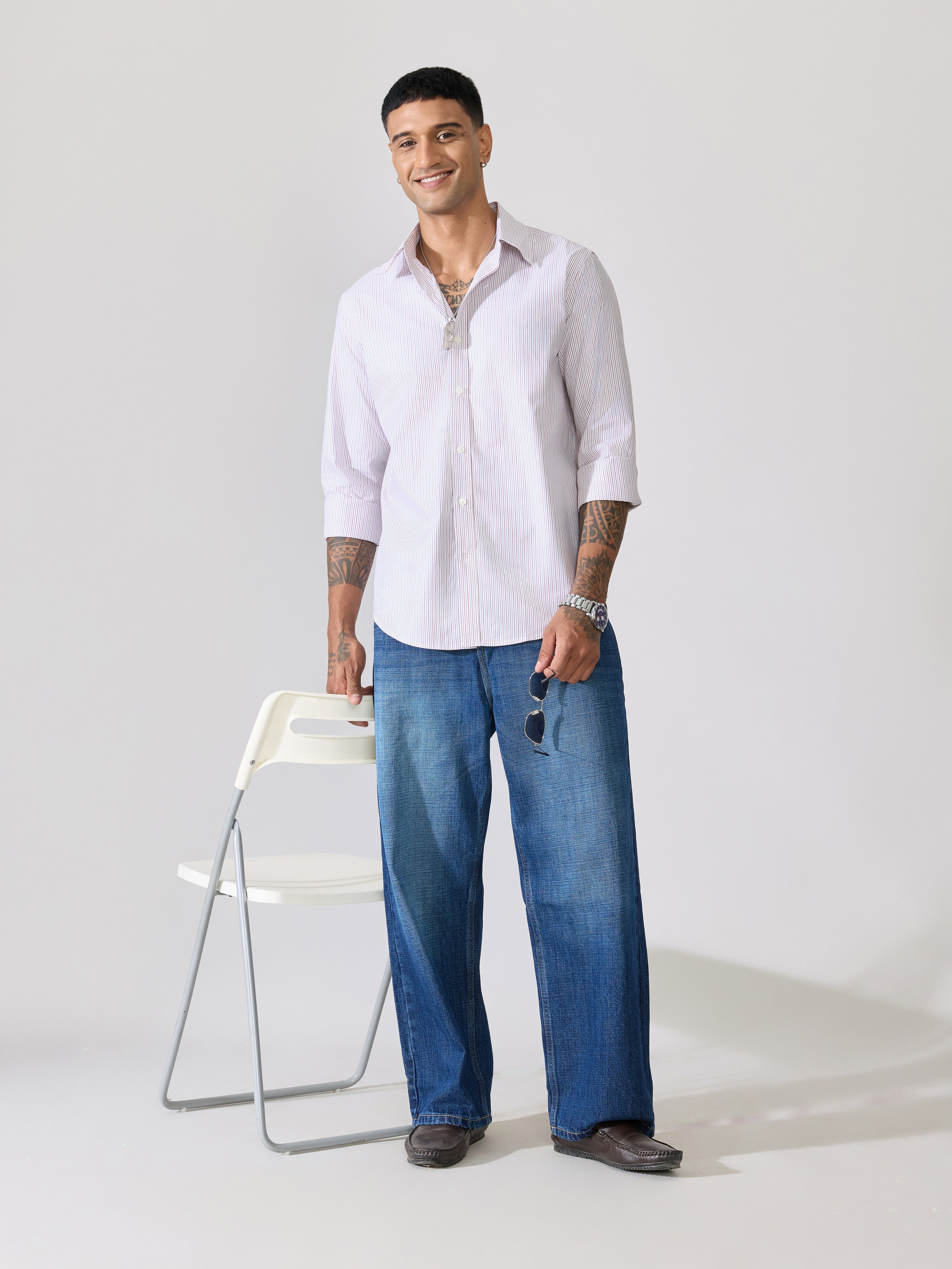 Erzela - Smart Fit Striped Shirt - Red