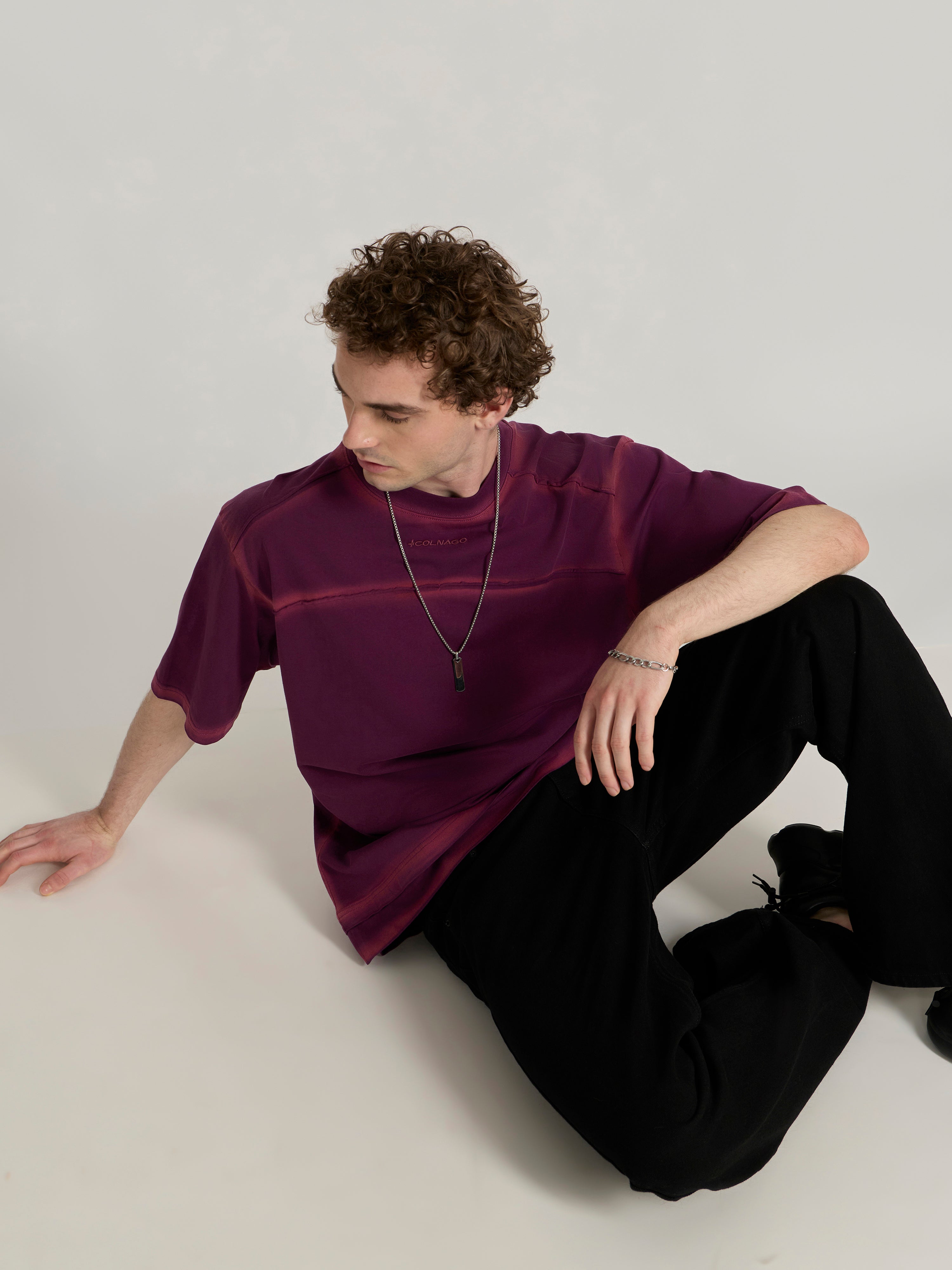 Lona - Fade Effect Baggy T-Shirt - Midnight Plum