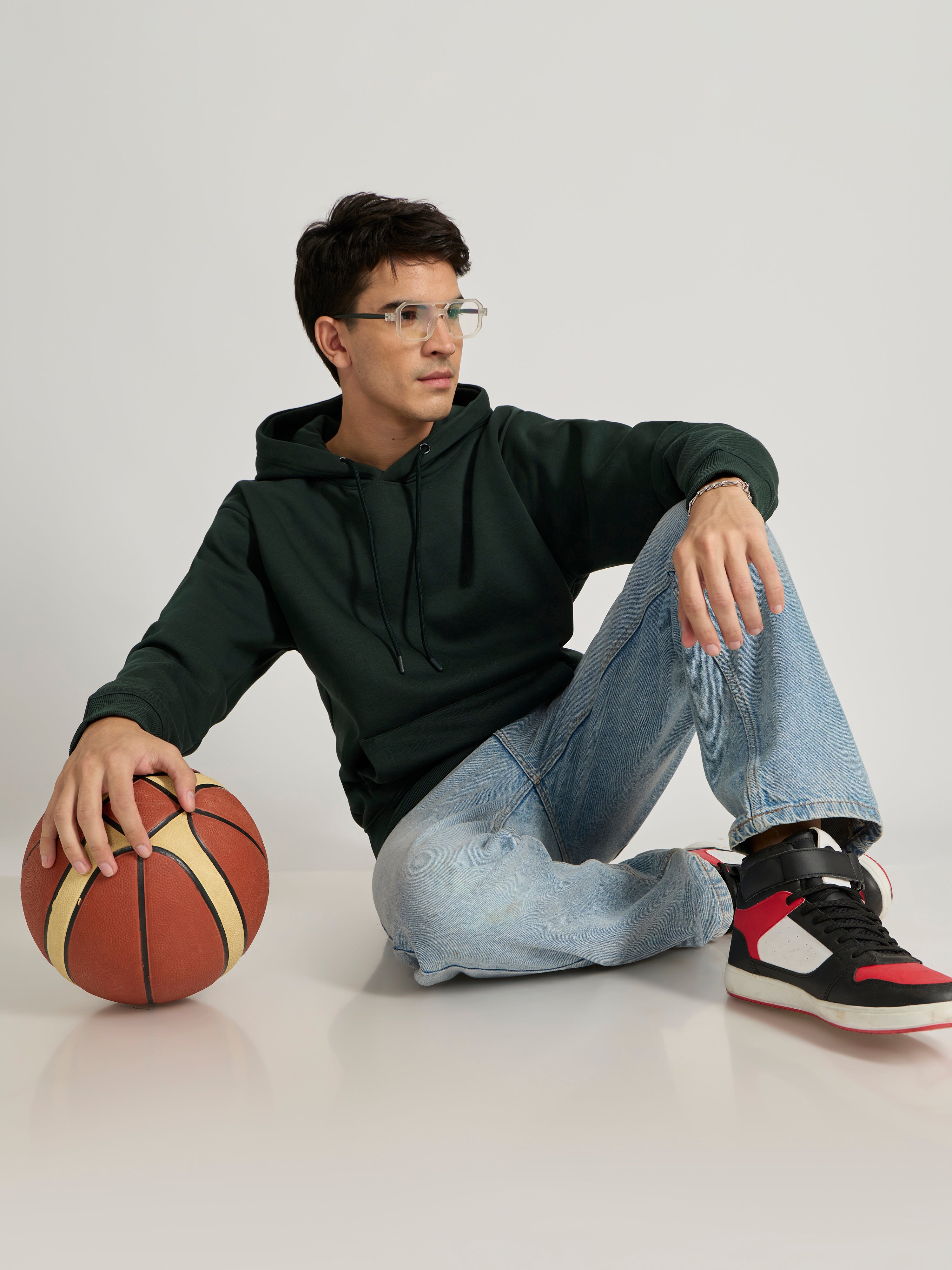 Leandris - Loose Fit Hoodie - Dark Green