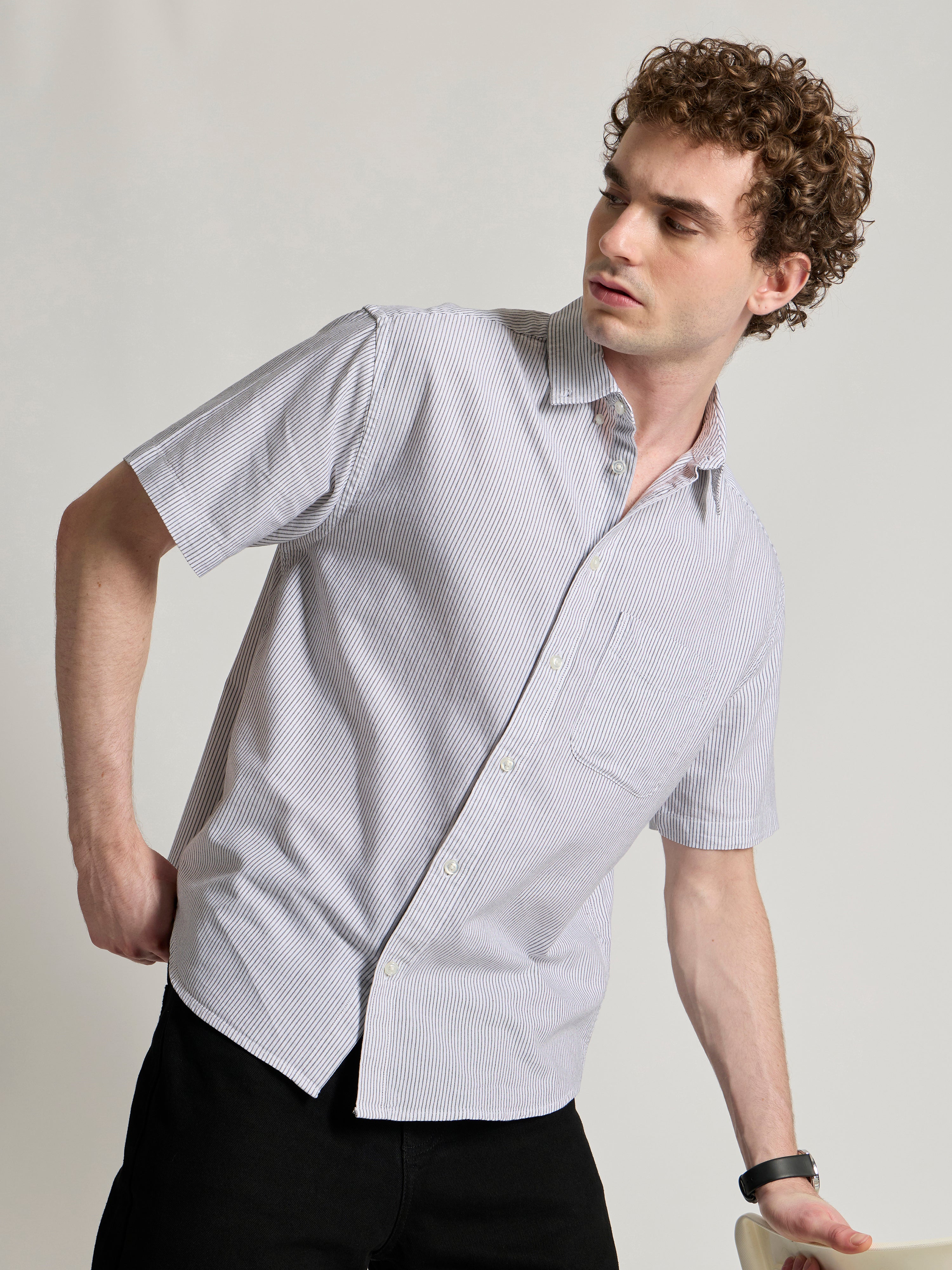 Oran - Striped Shirt - Black