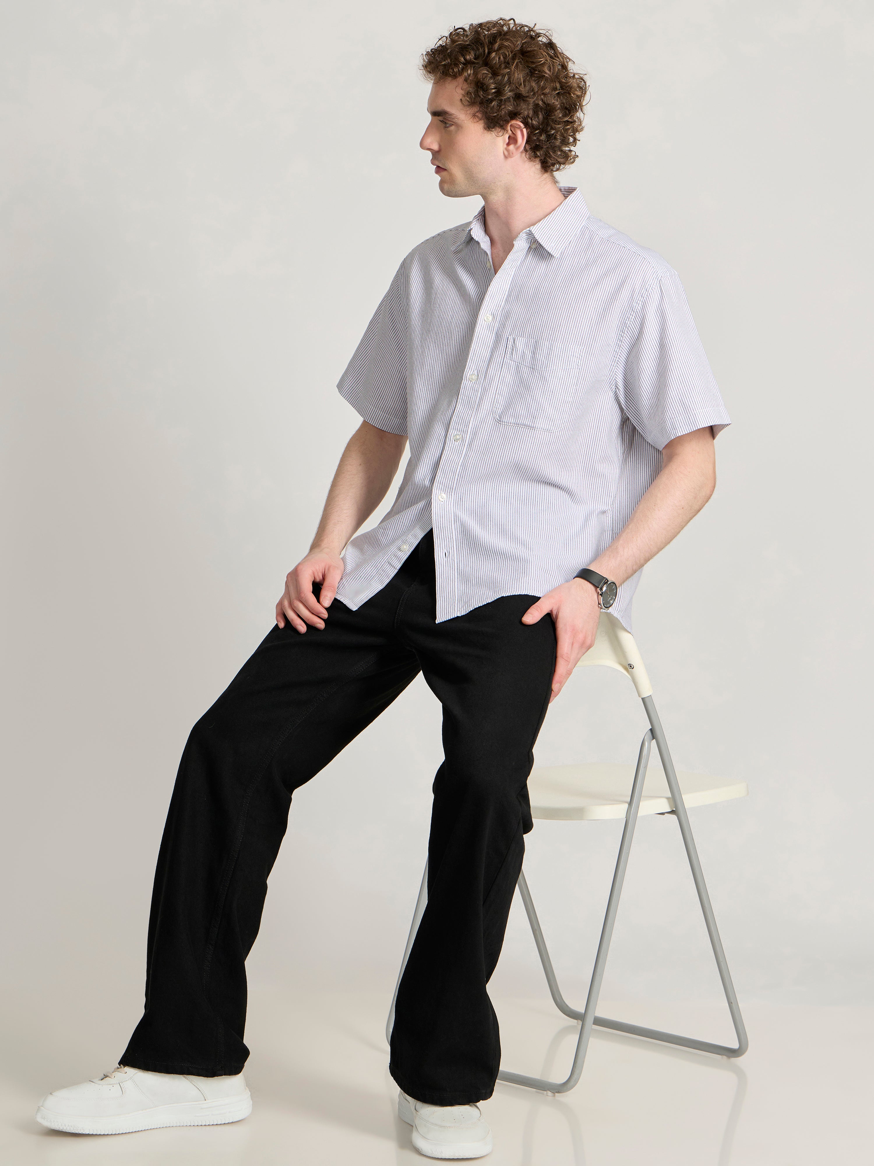 Oran - Striped Shirt - Black