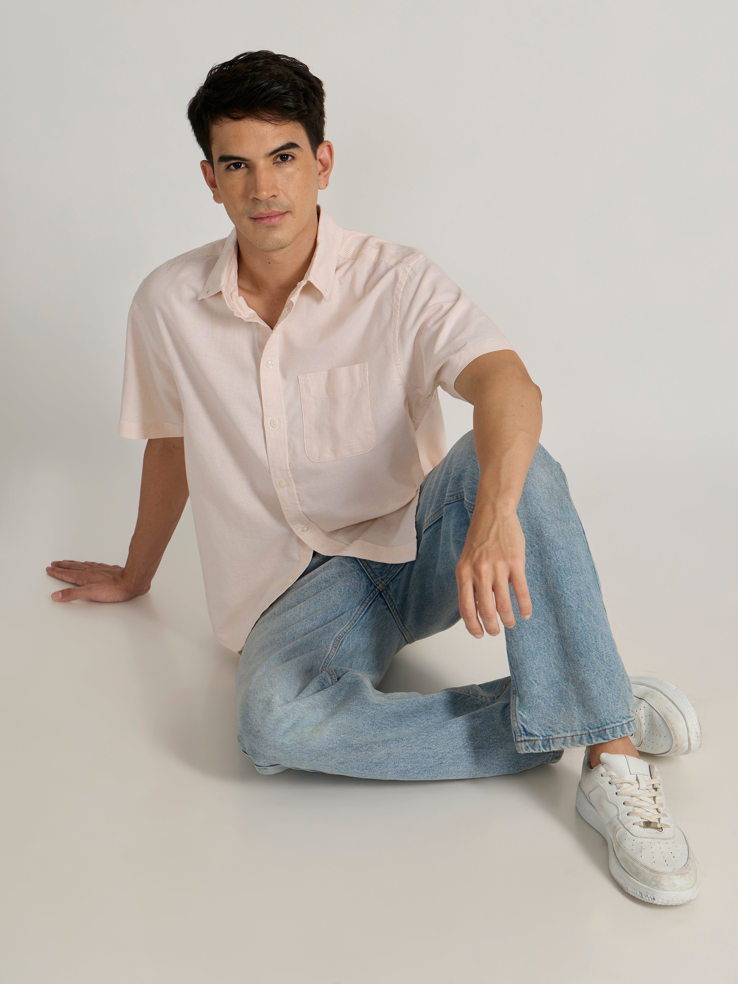 Oran - Striped Shirt - Peach