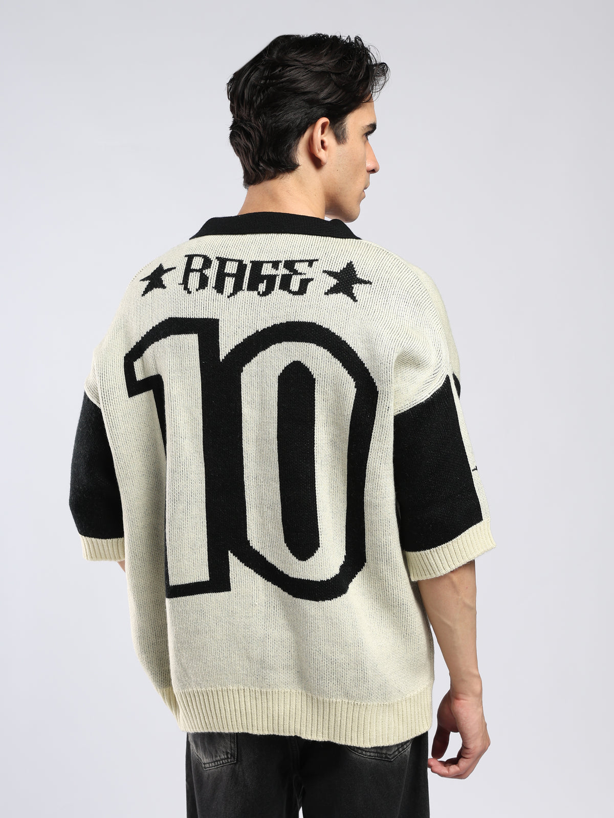 Goblin - Drop Shoulder Knited Polo T-Shirt - Cream