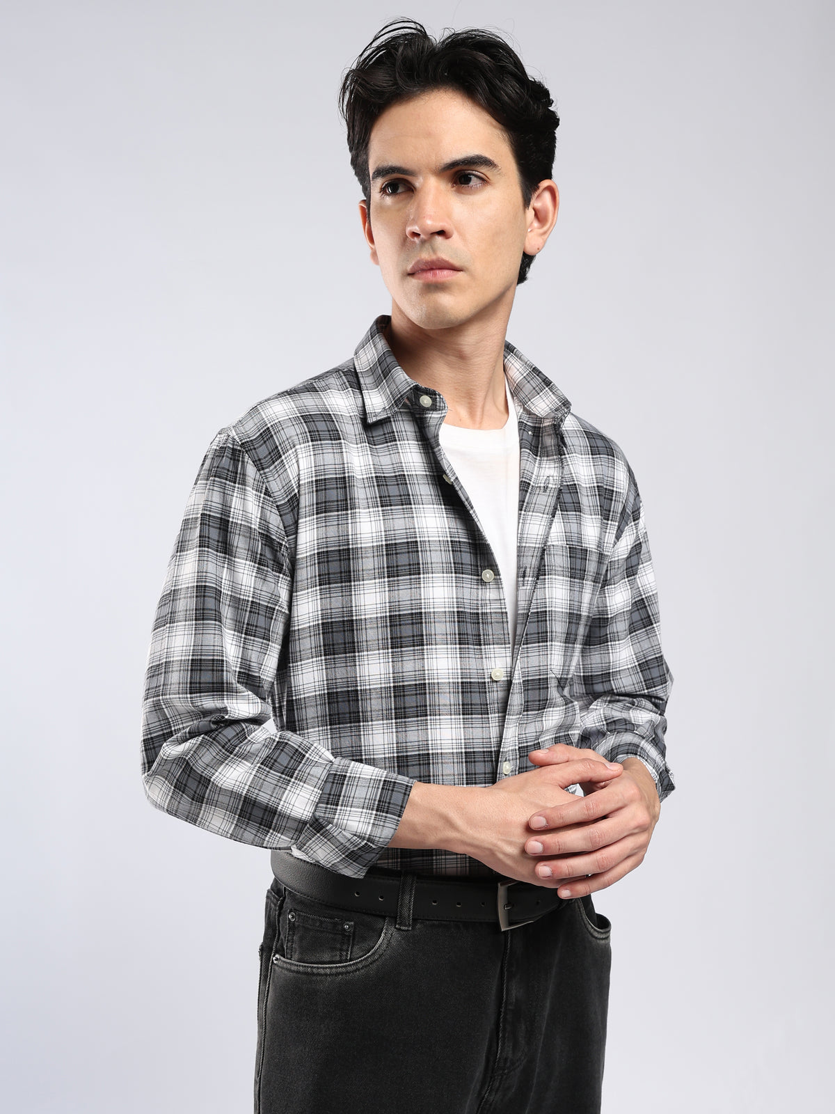 Lutana - Oxford Checks Shirt - Charcoal Grey