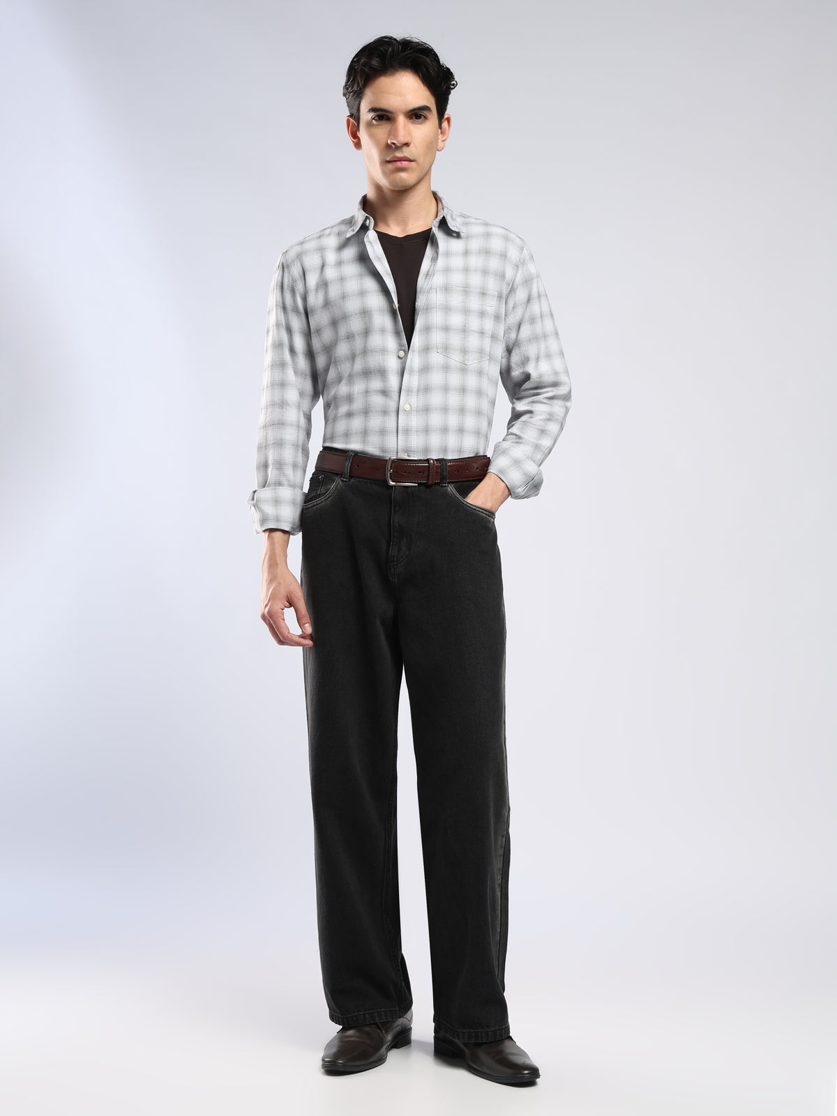Lutana - Oxford Checks Shirt - Light Grey