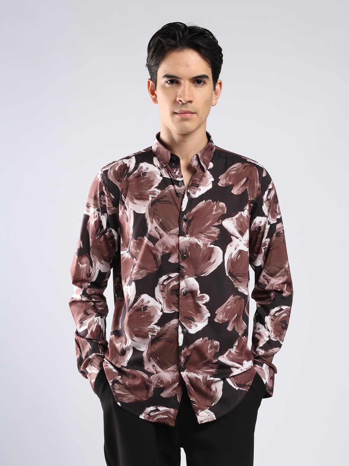 Auvomo - Digital Printed Shirt - Chocolate Brown