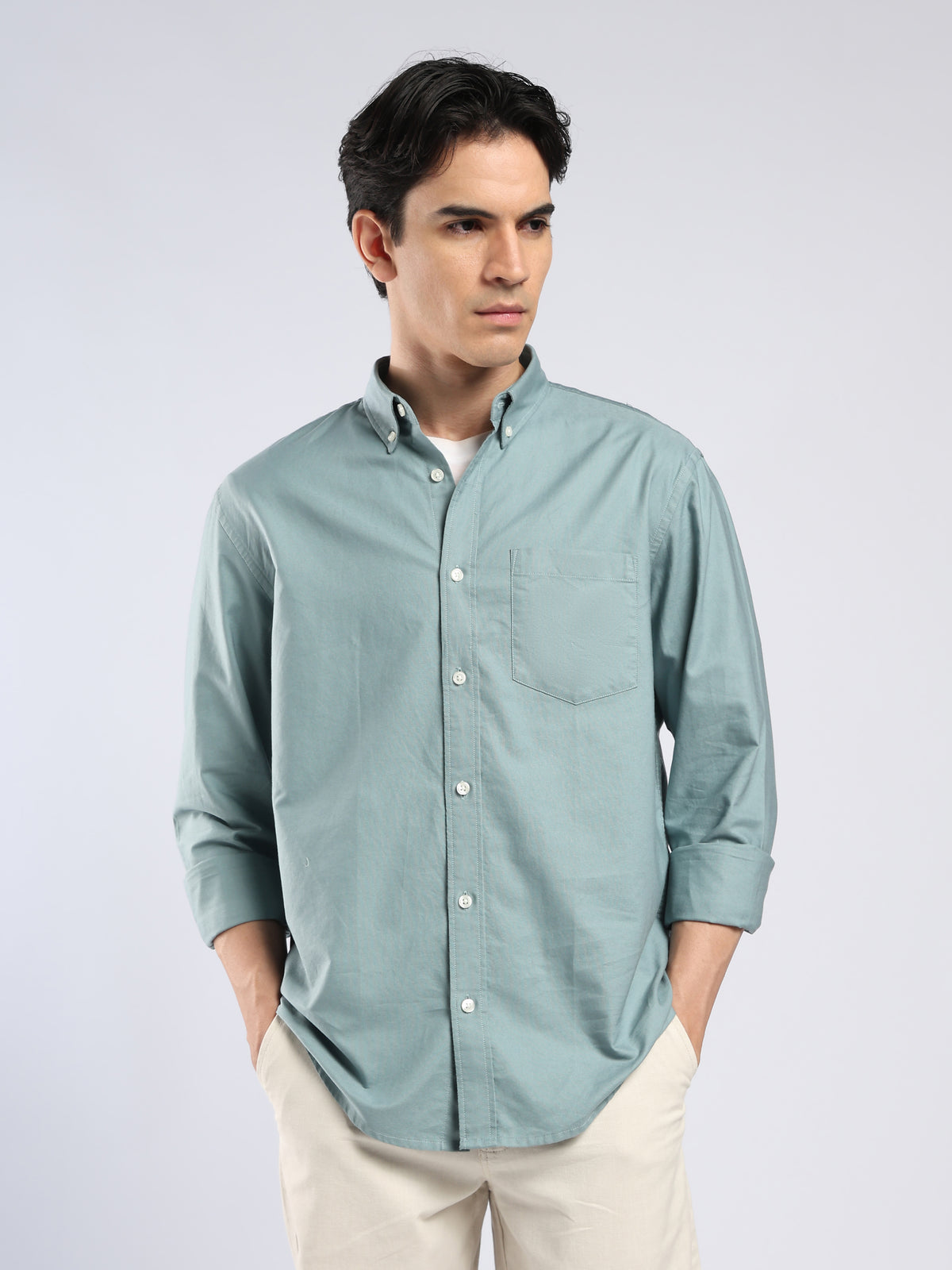 Tava -  Relaxed Fit Oxford Shirt  - Teal Green