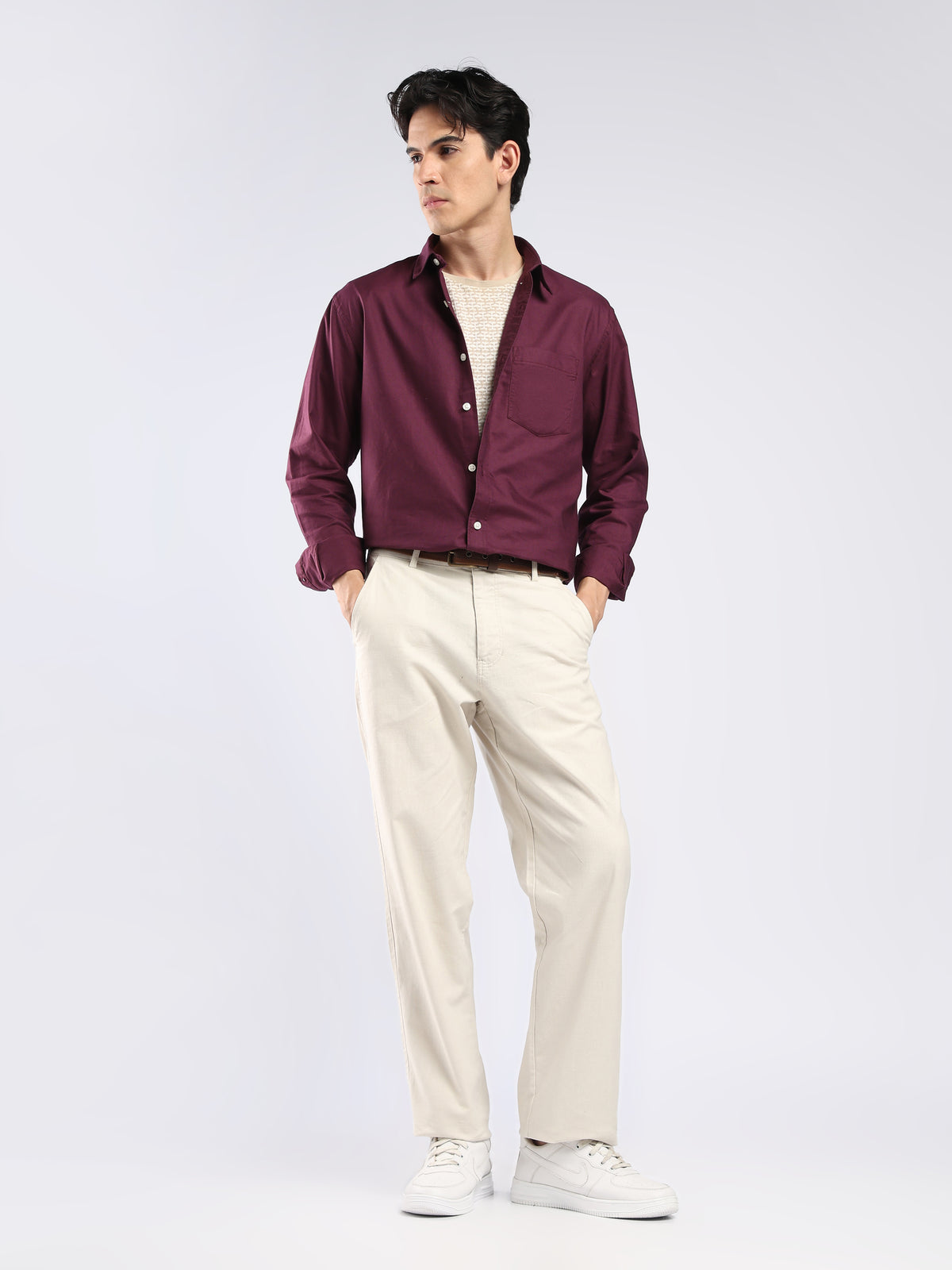 Tava -  Relaxed Fit Oxford Shirt  - Maroon
