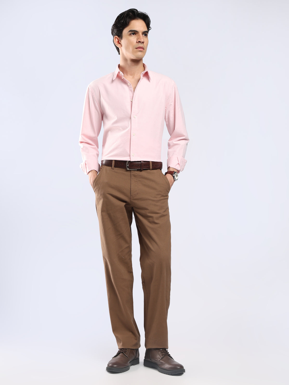 Cove -  Relaxed Fit Yarn Dyed Oxford Shirt  - Light Pink