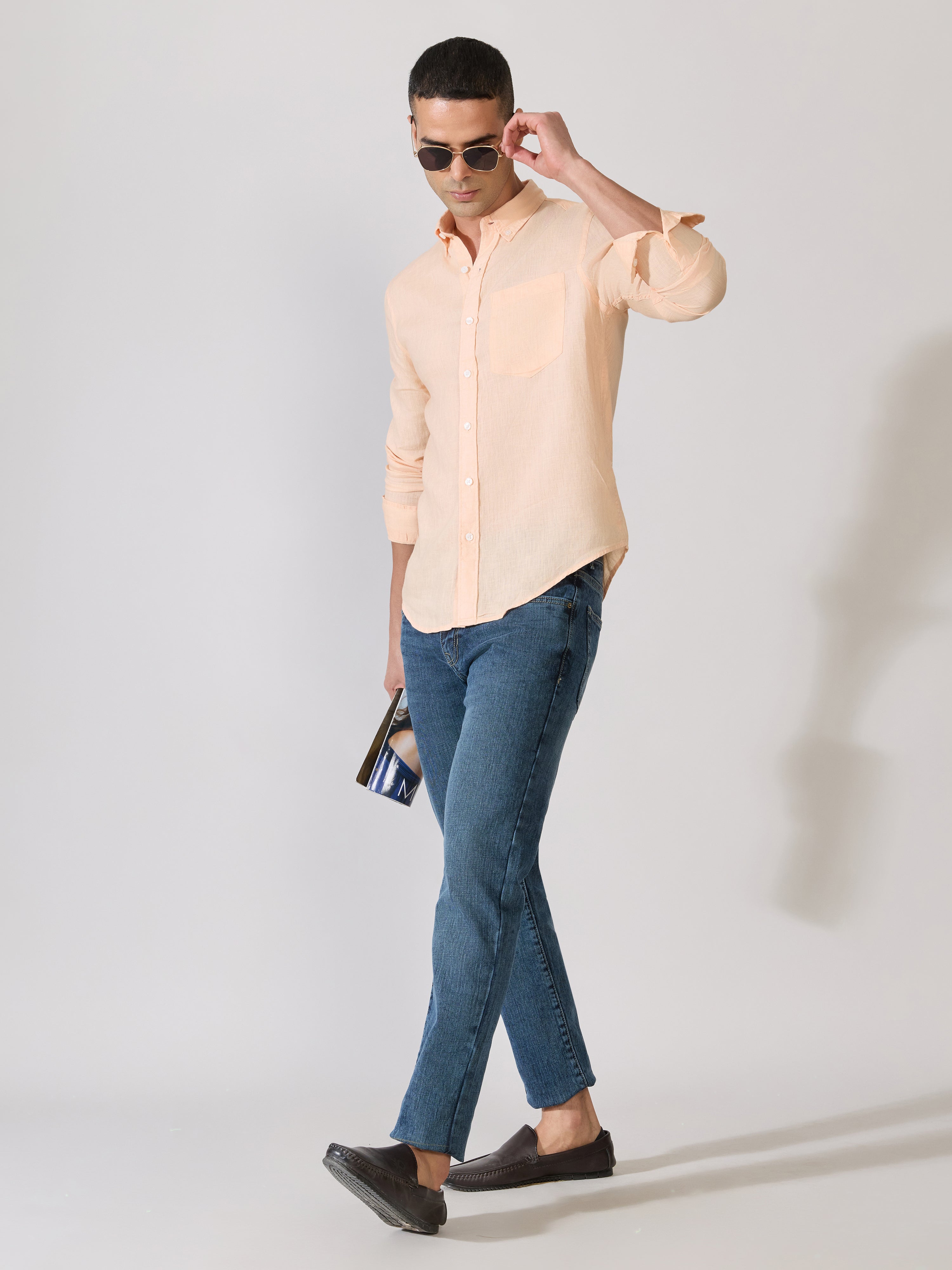 Erta - Relaxed Linen Shirt - Buff Orange