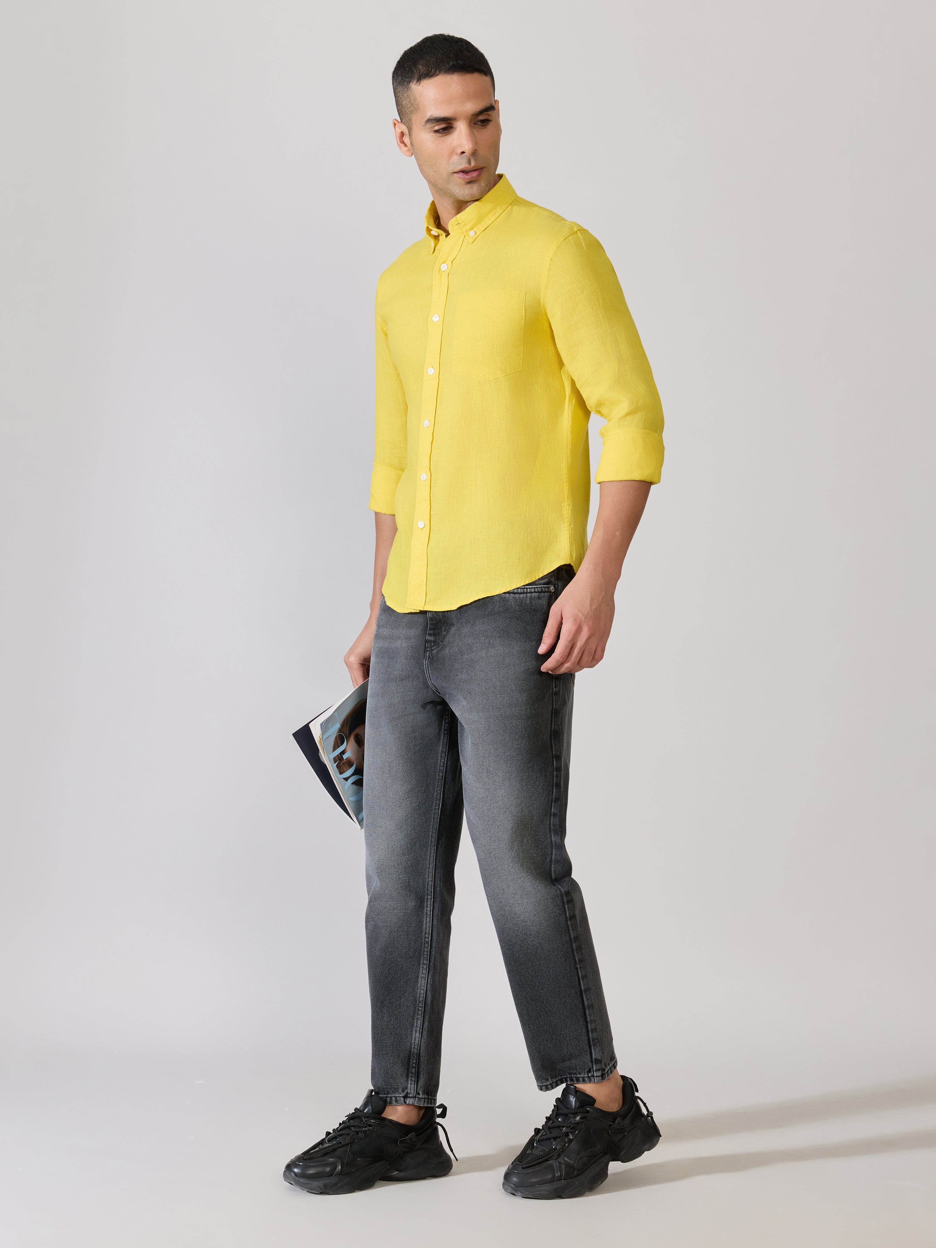 Erta - Relaxed Linen Shirt - Yellow