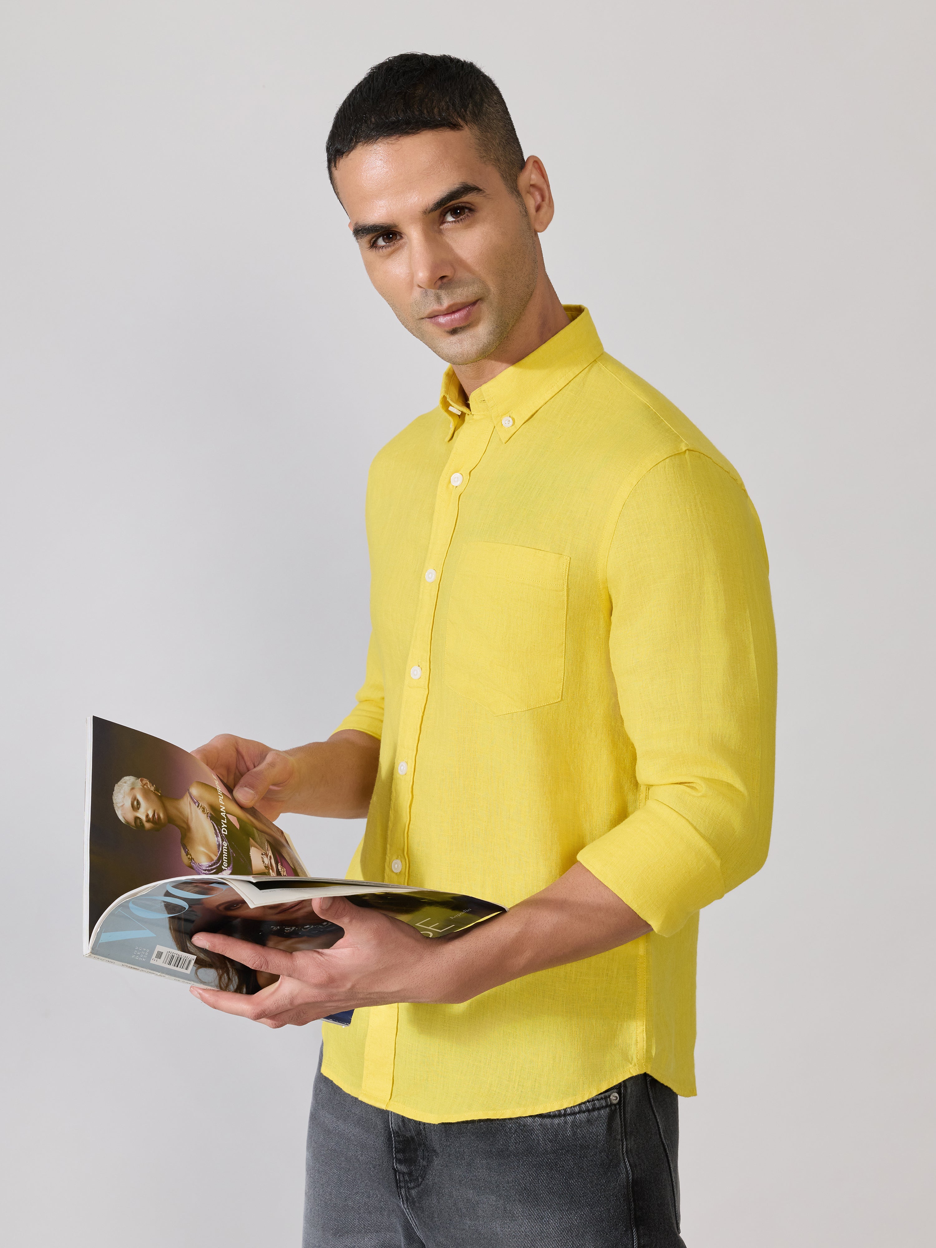 Erta - Relaxed Linen Shirt - Yellow