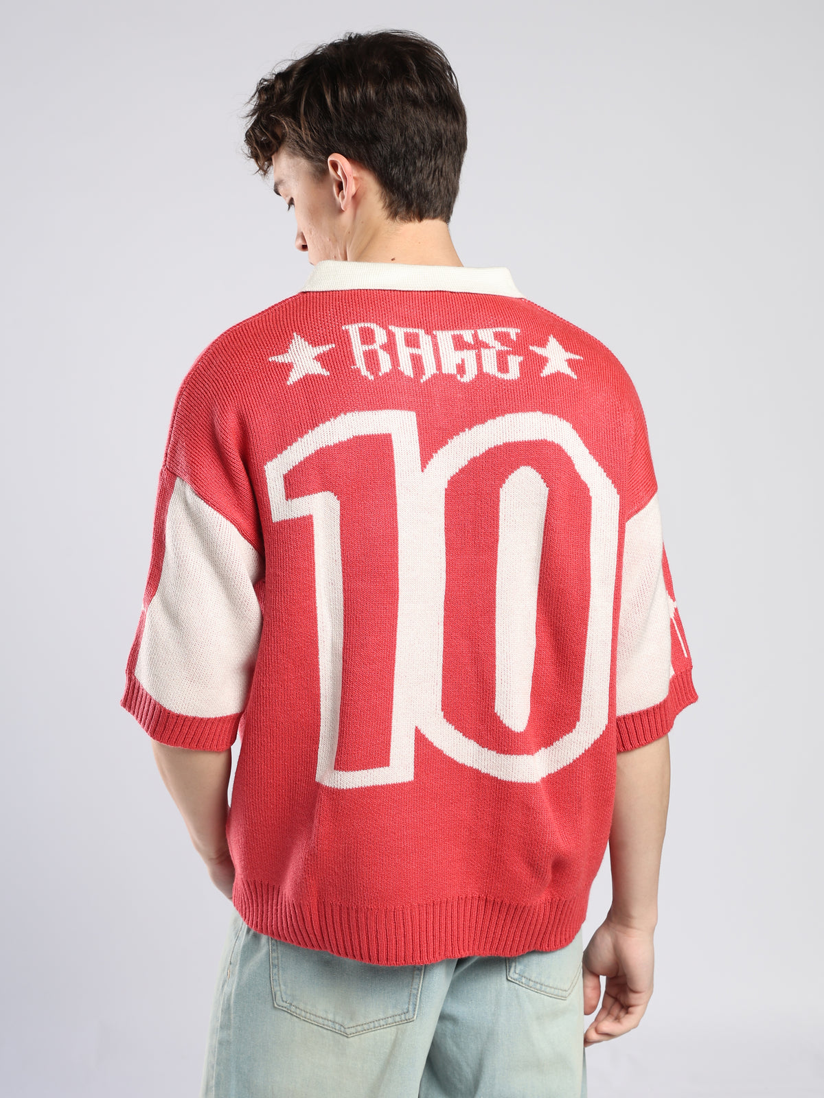 Goblin - Drop Shoulder Knited Polo T-Shirt - Red