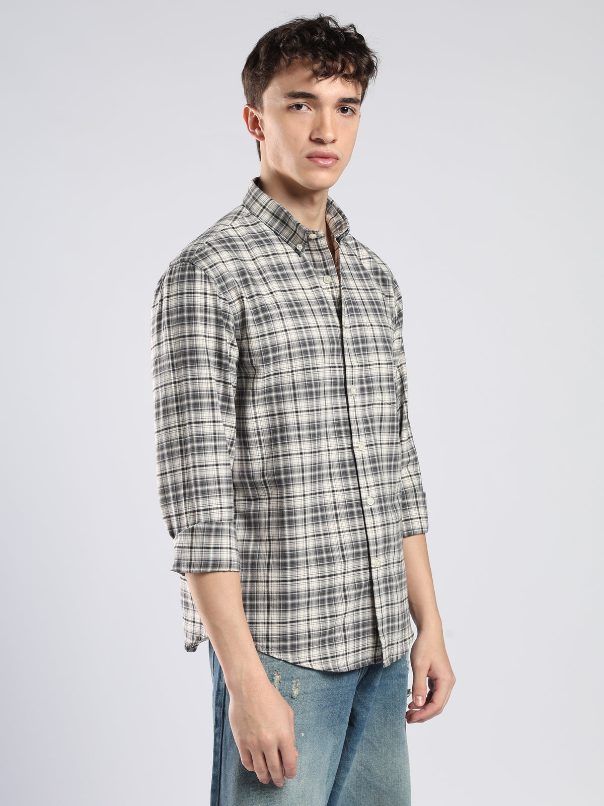Lutana - Oxford Checks Shirt - Dark Grey