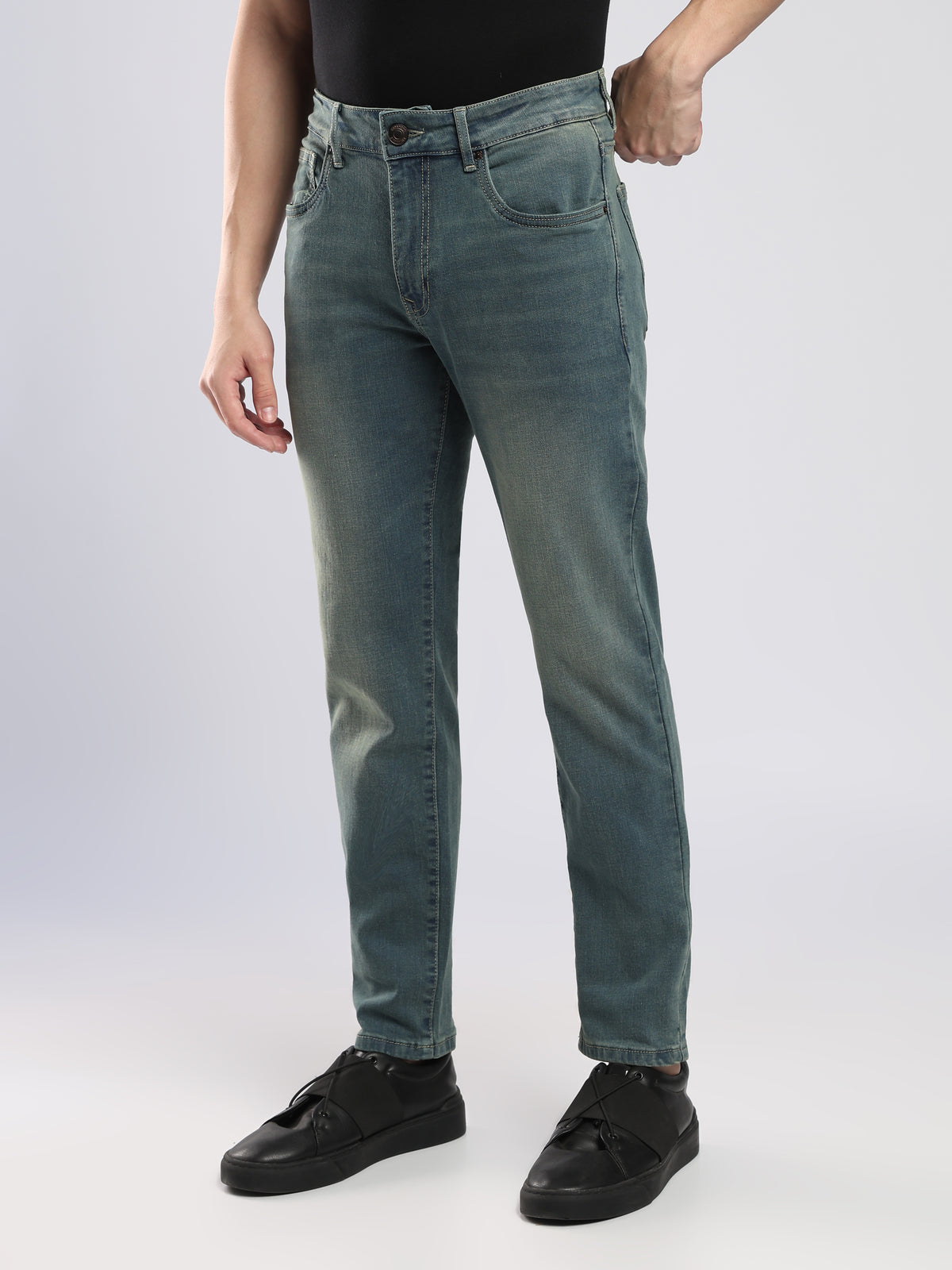 Velocity - Skinny Fit Jeans - Green-Tinted Blue